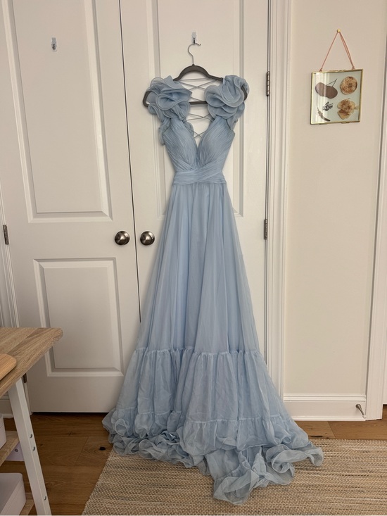 Mac Duggal Dresses & Skirts - Mac Duggal Ethereal Light Blue Ruffled Tulle Gown